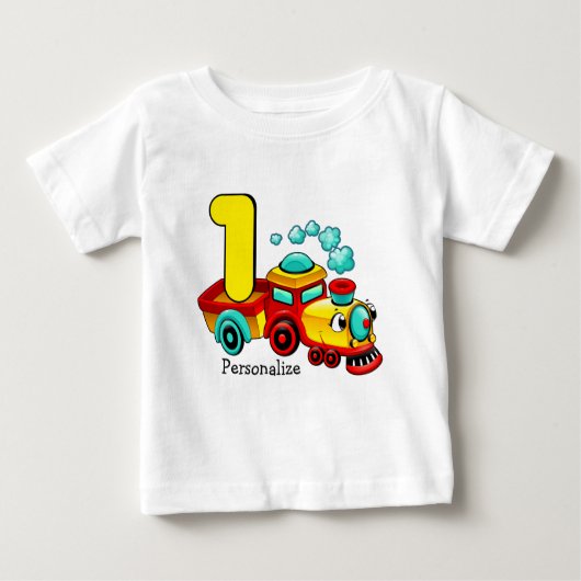 トレーニングの最初の誕生日のカスタム ベビーTシャツ (正面)