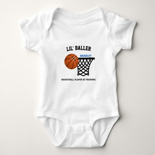 トレーニングのLil' Ballerバスケットボールカスタム選手 ベビーボディスーツ (正面)