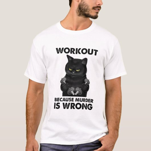 トレーニングは殺人は猫の重量挙げ間違いだから Tシャツ (正面)