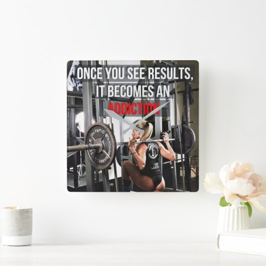 トレーニングやる気を起こさせる スクエア壁時計 (ホーム)