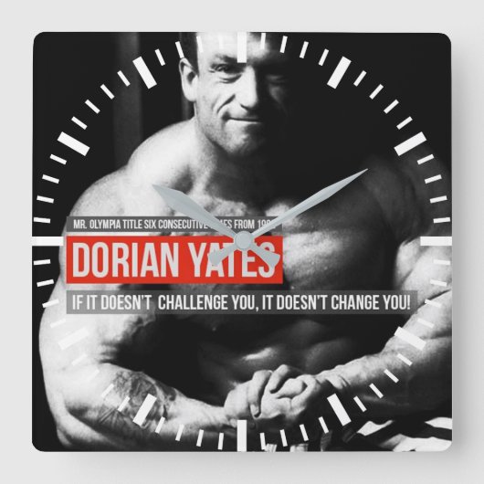 トレーニングやる気を起こさせる スクエア壁時計 (正面)