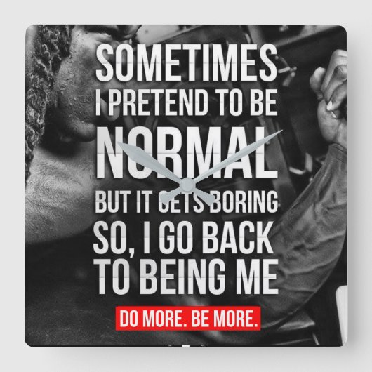 トレーニングやる気を起こさせる スクエア壁時計 (正面)