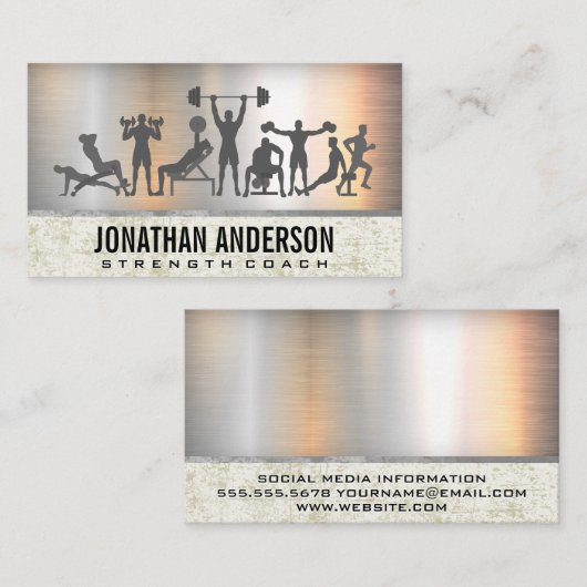 トレーニングエクササイズ | メタリックグランジ名刺 名刺 (正面/裏面)