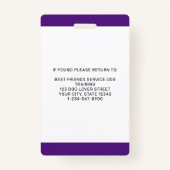 トレーニングカードID写真パーソナライズされたのサービスドッグ バッジ (裏面)