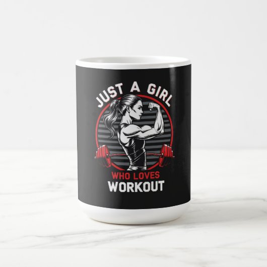 トレーニングジムTシャツが大好きな少女 コーヒーマグカップ (中央)