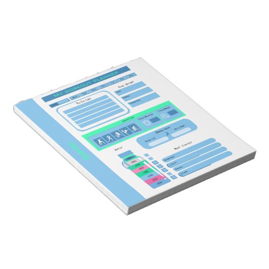 トレーニングデイリースケジュールの食事と重量トラッカー ノートパッド (アングル)