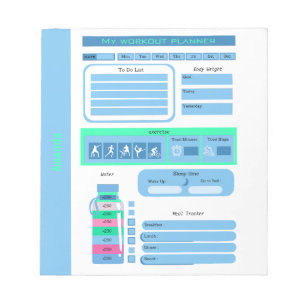 トレーニングデイリースケジュールの食事と重量トラッカー ノートパッド