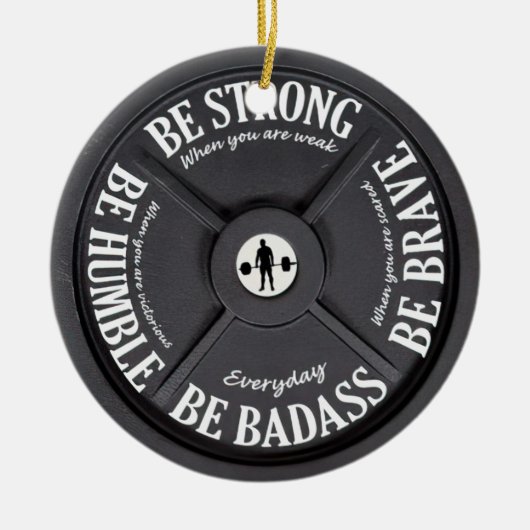 トレーニングトレーナーフィットネスウエイトリフターウエイトプレート セラミックオーナメント (正面)