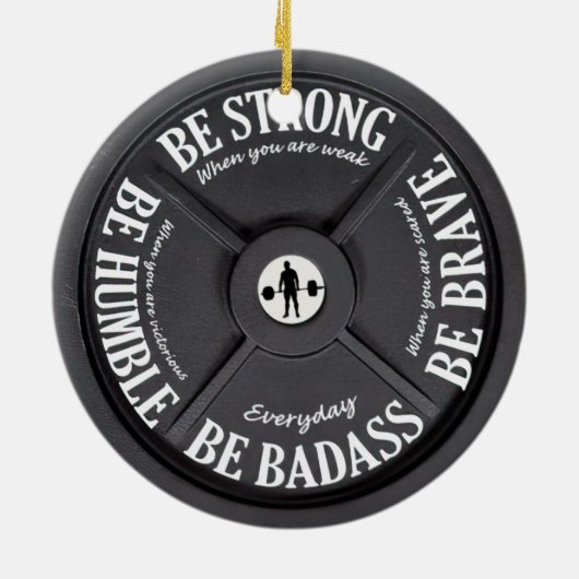 トレーニングトレーナーフィットネスウエイトリフターウエイトプレート セラミックオーナメント (裏面)