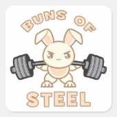 トレーニングバニー漫画 – 鋼のパン – ジミおもしろいム スクエアシール (正面)