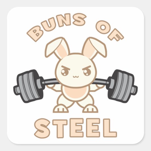 トレーニングバニー漫画 – 鋼のパン – ジミおもしろいム スクエアシール (正面)