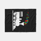 トレーニングパズルピース自閉症意識かわいい男の子子供 フリースブランケット (正面(横))