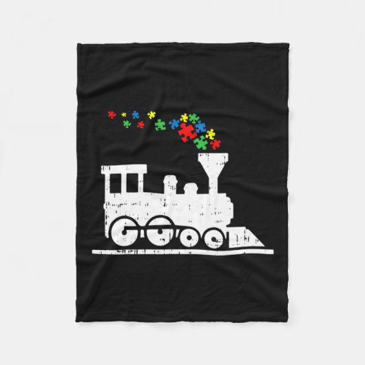 トレーニングパズルピース自閉症意識かわいい男の子子供 フリースブランケット (正面)