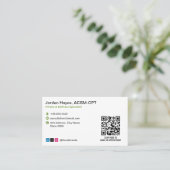 トレーニングフィットネスコーチ | 白黒バーコード 名刺 (スタンド正面)