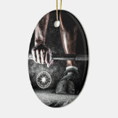 トレーニングフィットネスジムロゴ セラミックオーナメント (左)