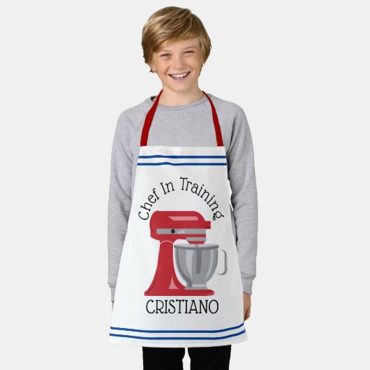 トレーニングミキサーのシェフオールオーバープリントエプロン エプロン (着用した状態)