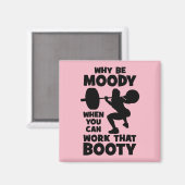 トレーニングユーモア – 働くThat Booty, Women's おもしろい Gym マグネット (正面/裏面)