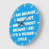 トレーニングユーモア – 私食べはトレーニング ラージ壁時計 (傾斜)