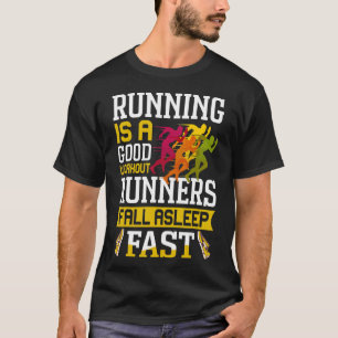 トレーニングランニングの良いランナー秋速く眠っている Tシャツ