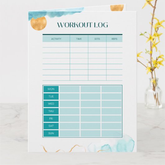 トレーニングログとフィットネストラッカー カード (黄色い花)