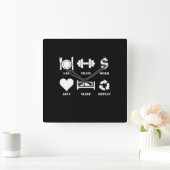 トレーニングワークラブス食べリープリピートジやる気を起こさせるム スクエア壁時計 (ホーム)