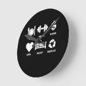 トレーニングワークラブス食べリープリピートジやる気を起こさせるム ラウンド壁時計 (傾斜)