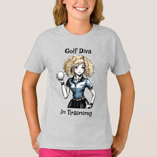 トレーニング中のゴルフDiva – ジュニアゴルフTシャツ Tシャツ (正面)