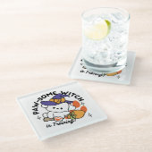 トレーニング中のポーソウルウィッチ – かわいいハロウィーン犬 ガラスコースター (アングル)