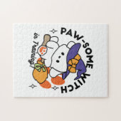 トレーニング中のポーソウルウィッチ – かわいいハロウィーン犬 ジグソーパズル (横)