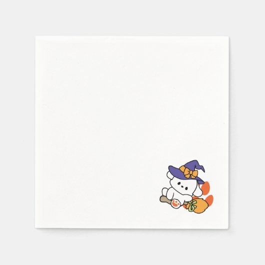 トレーニング中のポーソウルウィッチ – かわいいハロウィーン犬 スタンダードカクテルナプキン (正面)