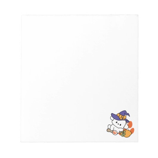 トレーニング中のポーソウルウィッチ – かわいいハロウィーン犬 ノートパッド (正面)