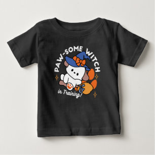 トレーニング中のポーソウルウィッチ – かわいいハロウィーン犬 ベビーTシャツ