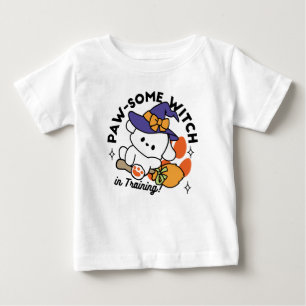 トレーニング中のポーソウルウィッチ – かわいいハロウィーン犬 ベビーTシャツ