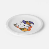 トレーニング中のポーソウルウィッチ – かわいいハロウィーン犬 ペーパープレート (アングル)