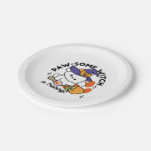 トレーニング中のポーソウルウィッチ – かわいいハロウィーン犬 ペーパープレート (アングル)