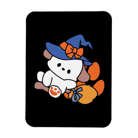 トレーニング中のポーソウルウィッチ – かわいいハロウィーン犬 マグネット (縦)