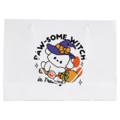 トレーニング中のポーソウルウィッチ – かわいいハロウィーン犬 ラージペーパーバッグ (裏面)