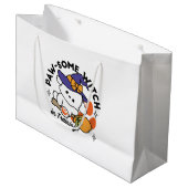 トレーニング中のポーソウルウィッチ – かわいいハロウィーン犬 ラージペーパーバッグ (正面アングル)