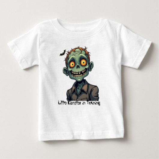 トレーニング中の小さなモンスター - かわいいハロウィンの子供用 ベビーTシャツ (正面)