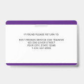 トレーニング写真パーソナライズされたIDのサービス犬 バッジ (Back)