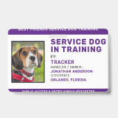 トレーニング写真パーソナライズされたIDのサービス犬 バッジ (Front)
