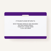 トレーニング写真パーソナライズされたIDのサービス犬 バッジ (裏面)