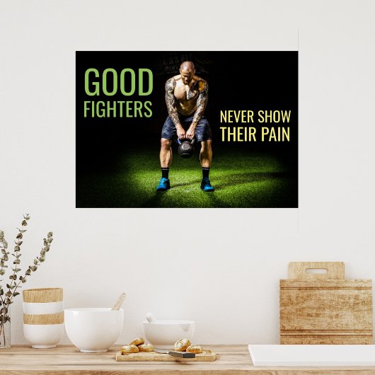 トレーニング動機 |ファイター感動的引用文 ポスター (キッチン)