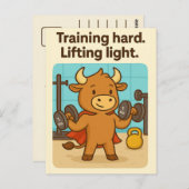 トレーニング懸命ブリオ葉書 – おもしろいジムユーモア ポストカード (正面/裏面)