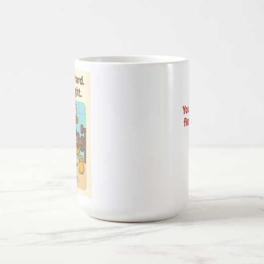 トレーニング懸命。ライトを持ち上げるBullioマンガデザイン コーヒーマグカップ (中央)