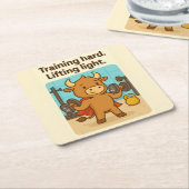 トレーニング懸命、リフティングライトおもしろい- Bullio Gym Co スクエアペーパーコースター (アングル)