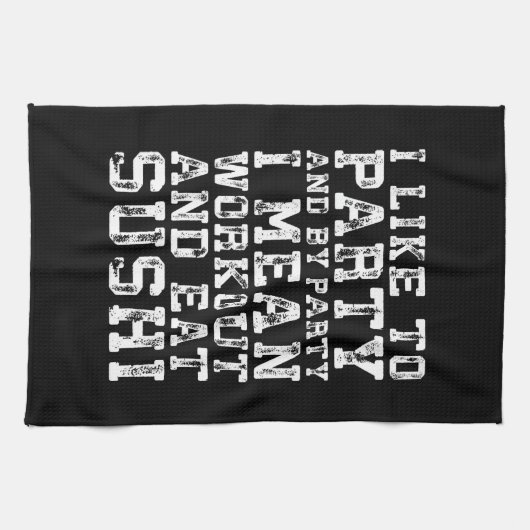 トレーニング食べとパーティーが好きおもしろい- キッチンタオル (横)