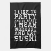 トレーニング食べとパーティーが好きおもしろい- キッチンタオル (縦)