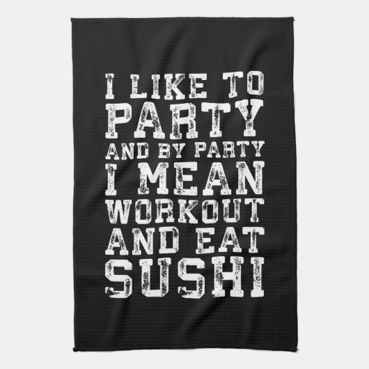 トレーニング食べとパーティーが好きおもしろい- キッチンタオル (縦)