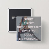 トレーニング – 痛み、疲れ、汗 – 女性のジム 缶バッジ (正面&裏面)